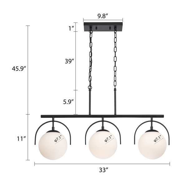 Ivy Bronx Deandrew 3 Light Kitchen Island Globe Pendant Wayfair